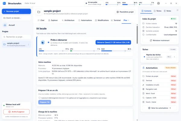 Écran IA locale : mesure de la machine et modèle recommandé