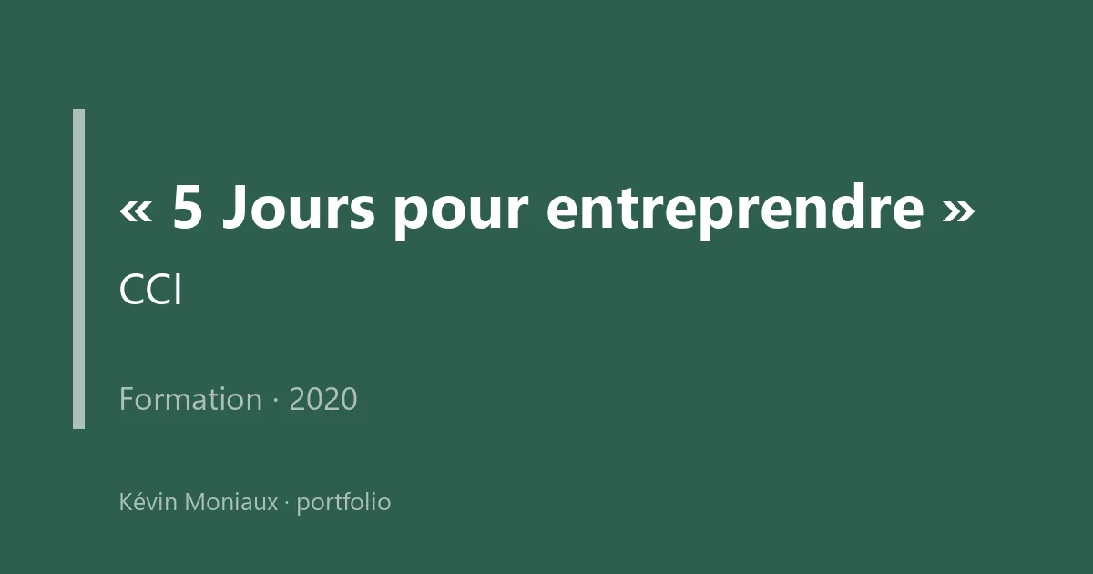 Formation « 5 Jours pour entreprendre »